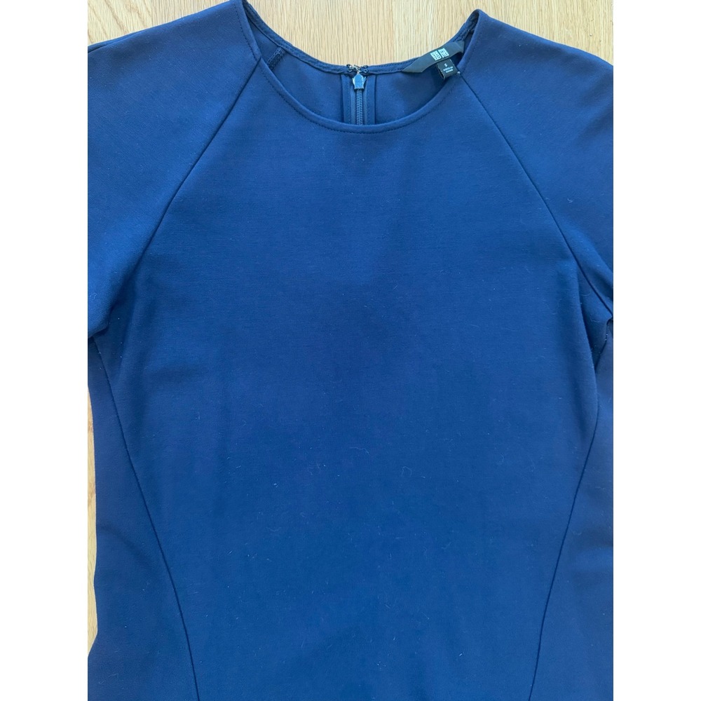 Uniqlo Women's Ponte Knit Fit & Flare Cap Sleeve Mini Dress Navy Sz SM - Picture 3 of 7